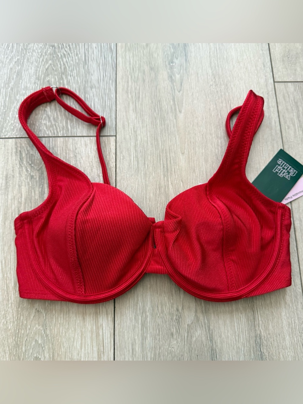 Target Wild Fable Red Ribbed Underwire Swim Top size S